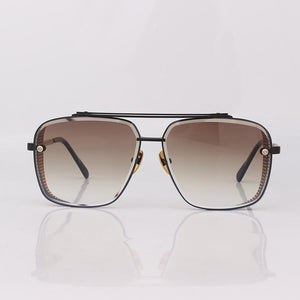 Black and gold metal frame classic sunglasses for men square pilot women sunglasses brown lenses