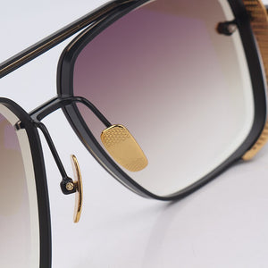 Black and gold metal frame classic sunglasses for men square pilot women sunglasses brown lenses