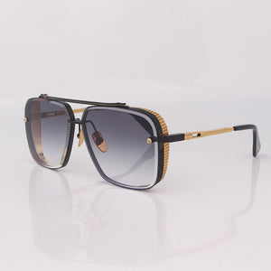 Black and gold metal frame classic sunglasses for men square pilot women sunglasses brown lenses