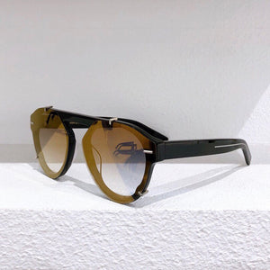 Black oval sunglasses men with metal details