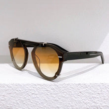 Load image into Gallery viewer, Black oval sunglasses men with metal details