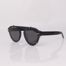 Load image into Gallery viewer, Black oval sunglasses men with metal details