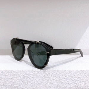 Black oval sunglasses men with metal details