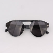 Load image into Gallery viewer, Black oval sunglasses men with metal details