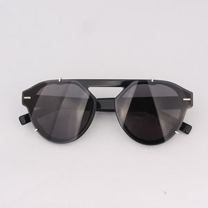 Black oval sunglasses men with metal details