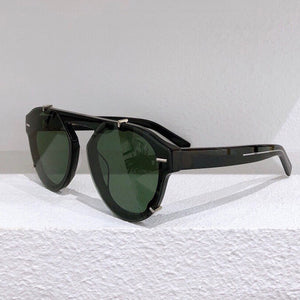 Black oval sunglasses men with metal details