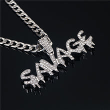 Load image into Gallery viewer, Bling Bling Savage Letter Necklace &amp; Pendant Shiny Ice Out Link Chain Necklace With Tennis Chain Choker Hip Hop Jewelry for Men