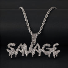 Load image into Gallery viewer, Bling Bling Savage Letter Necklace &amp; Pendant Shiny Ice Out Link Chain Necklace With Tennis Chain Choker Hip Hop Jewelry for Men