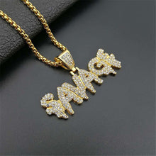 Carica l&#39;immagine nel visualizzatore di Gallery, Bling Bling Savage Letter Necklace &amp; Pendant Shiny Ice Out Link Chain Necklace With Tennis Chain Choker Hip Hop Jewelry For Men