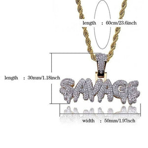 Bling Bling Savage Letter Necklace & Pendant Shiny Ice Out Link Chain Necklace With Tennis Chain Choker Hip Hop Jewelry For Men