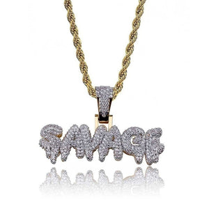 Bling Bling Savage Letter Necklace & Pendant Shiny Ice Out Link Chain Necklace With Tennis Chain Choker Hip Hop Jewelry For Men