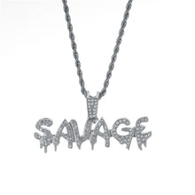 Load image into Gallery viewer, Bling Bling Savage Letter Necklace &amp; Pendant Shiny Ice Out Link Chain Necklace With Tennis Chain Choker Hip Hop Jewelry for Men