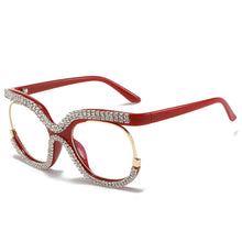 Load image into Gallery viewer, Bling Diamond Blue Blocking Reading Glasses Women Oversized Frame Brand Design Eyeglasses Anti Blue-Ray for Young Ladies
