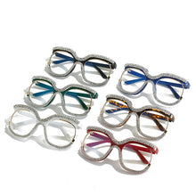 Load image into Gallery viewer, Bling Diamond Blue Blocking Reading Glasses Women Oversized Frame Brand Design Eyeglasses Anti Blue-Ray for Young Ladies