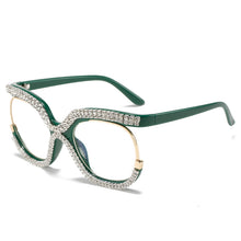 Load image into Gallery viewer, Bling Diamond Blue Blocking Reading Glasses Women Oversized Frame Brand Design Eyeglasses Anti Blue-Ray for Young Ladies