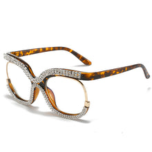 Load image into Gallery viewer, Bling Diamond Blue Blocking Reading Glasses Women Oversized Frame Brand Design Eyeglasses Anti Blue-Ray for Young Ladies