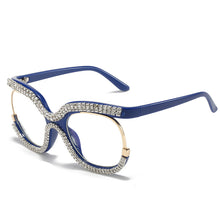 Load image into Gallery viewer, Bling Diamond Blue Blocking Reading Glasses Women Oversized Frame Brand Design Eyeglasses Anti Blue-Ray for Young Ladies