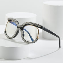 Load image into Gallery viewer, Bling Diamond Blue Blocking Reading Glasses Women Oversized Frame Brand Design Eyeglasses Anti Blue-Ray for Young Ladies