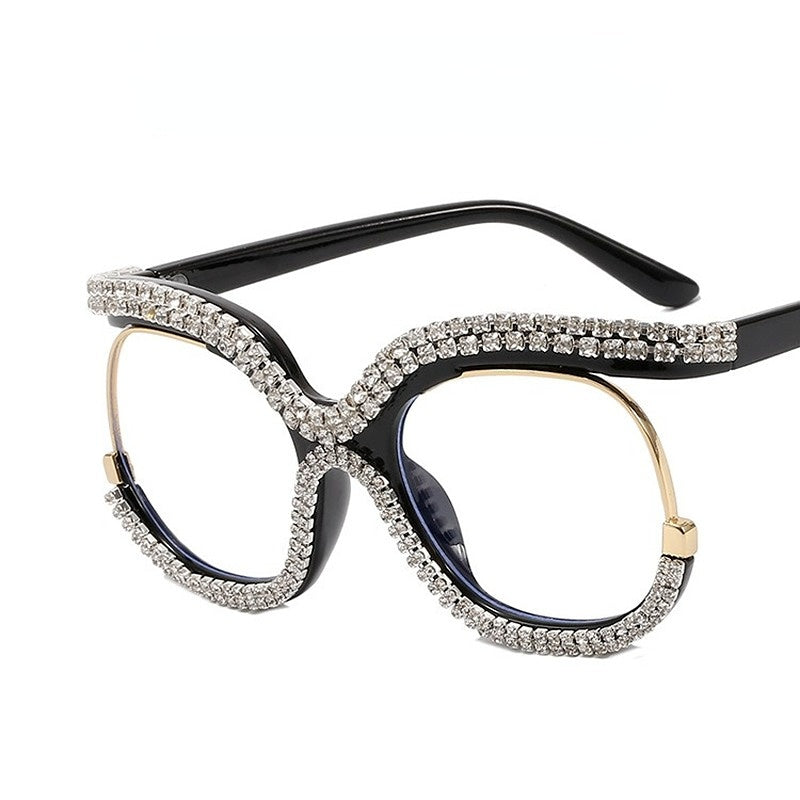 Bling Diamond Computer Eyeglasses Women Blue Light Blocking Optical Glasses Frames Vintage Anti Blue Ray Eyewear
