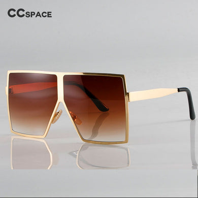 Bling Gold Oversized Square Sunglasses For Women Metal Frame Brown Shades CCSPACE Vintage 2023 Brand Glasses Oculo UV400