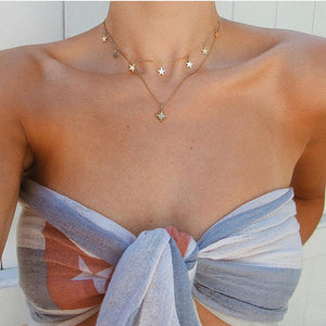 Bohemian Multi layer Pendant Necklaces For Women Fashion Golden Geometric Charm Chains Necklace Jewelry