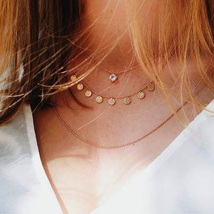 Bohemian Multi layer Pendant Necklaces For Women Fashion Golden Geometric Charm Chains Necklace Jewelry