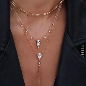 Bohemian Multi layer Pendant Necklaces For Women Fashion Golden Geometric Charm Chains Necklace Jewelry