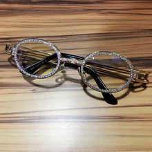 Load image into Gallery viewer, Blu-Ray Pretection Retro Round Sunglasses Women Vintage Steampunk Sun glasses For Men Clear lens Rhinestone sunglasses Oculos