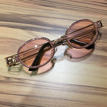 Load image into Gallery viewer, Blu-Ray Pretection Retro Round Sunglasses Women Vintage Steampunk Sun glasses For Men Clear lens Rhinestone sunglasses Oculos