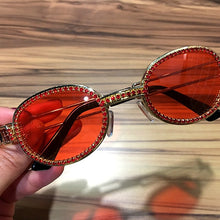 Load image into Gallery viewer, Blu-Ray Pretection Retro Round Sunglasses Women Vintage Steampunk Sun glasses For Men Clear lens Rhinestone sunglasses Oculos