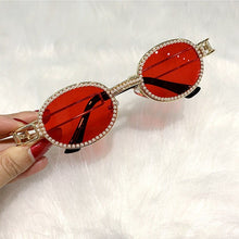 Load image into Gallery viewer, Blu-Ray Pretection Retro Round Sunglasses Women Vintage Steampunk Sun glasses For Men Clear lens Rhinestone sunglasses Oculos
