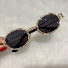 Load image into Gallery viewer, Blu-Ray Pretection Retro Round Sunglasses Women Vintage Steampunk Sun glasses For Men Clear lens Rhinestone sunglasses Oculos