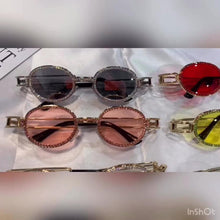 Load image into Gallery viewer, Blu-Ray Pretection Retro Round Sunglasses Women Vintage Steampunk Sun glasses For Men Clear lens Rhinestone sunglasses Oculos