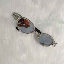Load image into Gallery viewer, Blu-Ray Pretection Retro Round Sunglasses Women Vintage Steampunk Sun glasses For Men Clear lens Rhinestone sunglasses Oculos