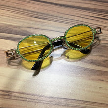 Load image into Gallery viewer, Blu-Ray Pretection Retro Round Sunglasses Women Vintage Steampunk Sun glasses For Men Clear lens Rhinestone sunglasses Oculos