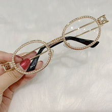 Load image into Gallery viewer, Blu-Ray Pretection Retro Round Sunglasses Women Vintage Steampunk Sun glasses For Men Clear lens Rhinestone sunglasses Oculos