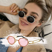 Carica l'immagine nel visualizzatore di Gallery, Occhiali da sole rotondi retrò con protezione Blu-Ray Occhiali da sole vintage Steampunk da donna Occhiali da sole con lenti trasparenti Occhiali da sole con strass Oculos 