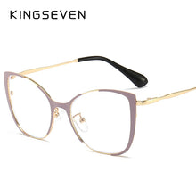 Carica l&#39;immagine nel visualizzatore di Gallery, Blu-ray Blocking Goggles Metal Spectacle Frame Cat Eye Nearsighted Eyeglasses Women Men