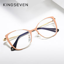 Carica l&#39;immagine nel visualizzatore di Gallery, Blu-ray Blocking Goggles Metal Spectacle Frame Cat Eye Nearsighted Eyeglasses Women Men