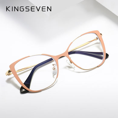Blu-ray Blocking Goggles Metal Spectacle Frame Cat Eye Nearsighted Eyeglasses Women Men