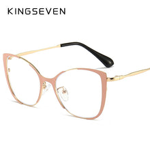 Carica l&#39;immagine nel visualizzatore di Gallery, Blu-ray Blocking Goggles Metal Spectacle Frame Cat Eye Nearsighted Eyeglasses Women Men