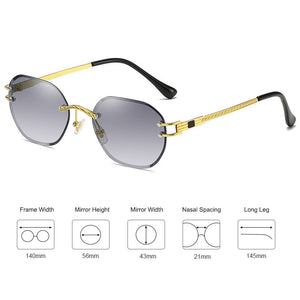 Blue Frameless Retro Sunglasses Women UV400 2023  Square Frame Male Gradient Sun Glasses Rimless Men Green