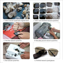 Load image into Gallery viewer, Blue Glass Sunglasses Man Natural Crystal Stone Sun Glasses For Male Woman  Anti Scratch