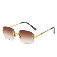 Carica l&#39;immagine nel visualizzatore di Gallery, Occhiali da sole retrò senza montatura a specchio verde blu da donna 2023 UV400 Occhiali da vista da uomo con montatura quadrata da donna Occhiali da sole senza montatura da uomo 