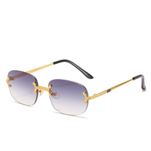 Carica l&#39;immagine nel visualizzatore di Gallery, Occhiali da sole retrò senza montatura a specchio verde blu da donna 2023 UV400 Occhiali da vista da uomo con montatura quadrata da donna Occhiali da sole senza montatura da uomo 