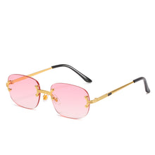 Carica l&#39;immagine nel visualizzatore di Gallery, Occhiali da sole retrò senza montatura a specchio verde blu da donna 2023 UV400 Occhiali da vista da uomo con montatura quadrata da donna Occhiali da sole senza montatura da uomo 