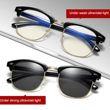 Load image into Gallery viewer, Blue Light Blocking Glasses Computer Reading Pochromic Sunglasses Chameleon Sun Male Women Semi Rimless