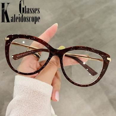 Montatura per occhiali con blocco della luce blu Montatura per occhiali vintage Cat Eye da donna Lenti ottiche trasparenti in metallo Occhiali miopia da donna 