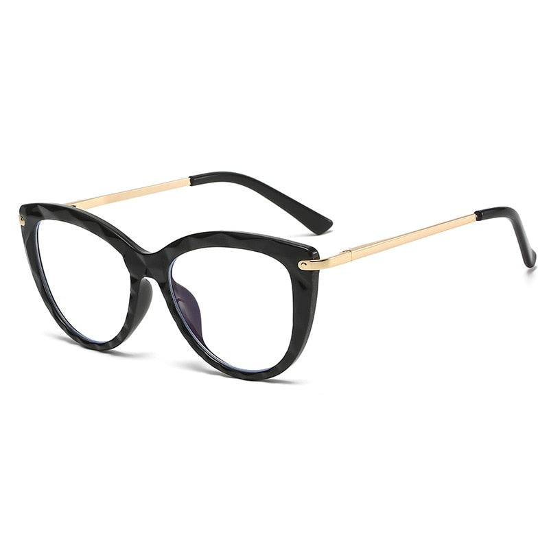 Blue Light Blocking Glasses Frame Women Vintage Cat Eye Spectacles Frames Metal Optical Clear Lenses Myopia Eyeglasses Ladies