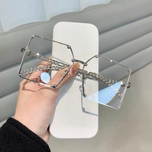 Load image into Gallery viewer, Blue Light Blocking Glasses Oversized Sunglasses Women Vintage Alloy Chain Rivet Square Eyeglasses Frame Men's Glasses